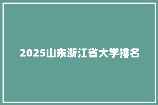 2025山东浙江省大学排名