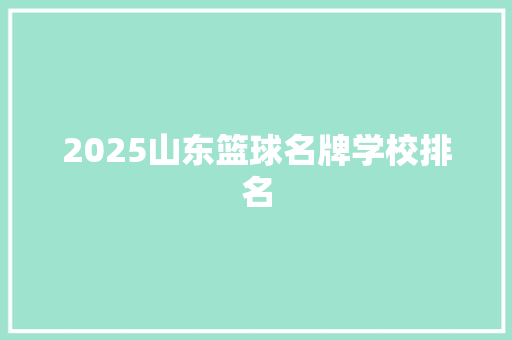 2025山东篮球名牌学校排名
