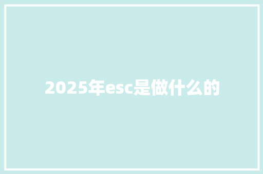 2025年esc是做什么的