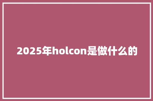 2025年holcon是做什么的