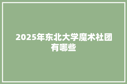 2025年东北大学魔术社团有哪些