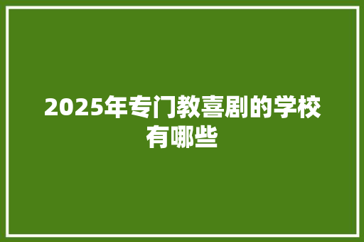 2025年专门教喜剧的学校有哪些