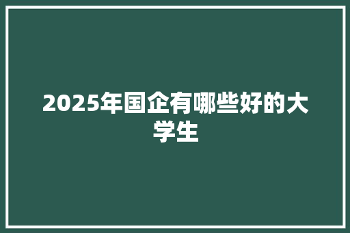 2025年国企有哪些好的大学生