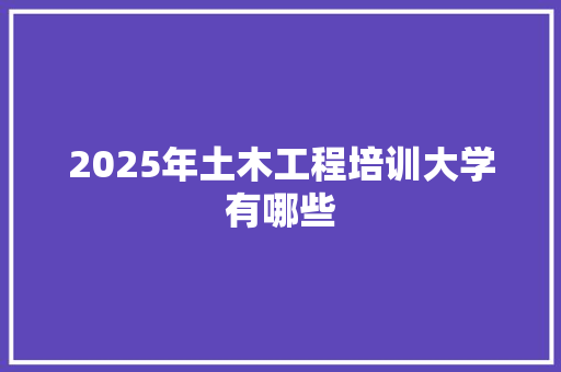 2025年土木工程培训大学有哪些