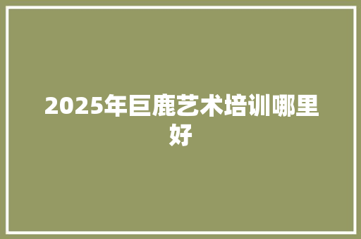 2025年巨鹿艺术培训哪里好