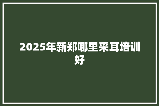 2025年新郑哪里采耳培训好
