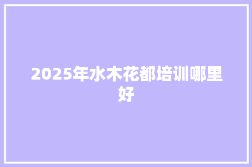 2025年水木花都培训哪里好