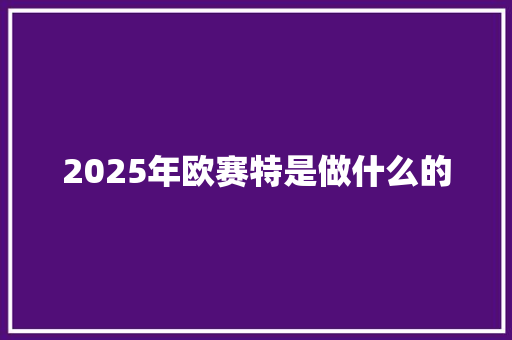 2025年欧赛特是做什么的