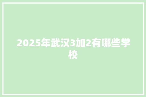 2025年武汉3加2有哪些学校