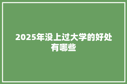 2025年没上过大学的好处有哪些