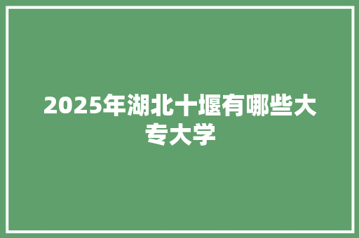 2025年湖北十堰有哪些大专大学