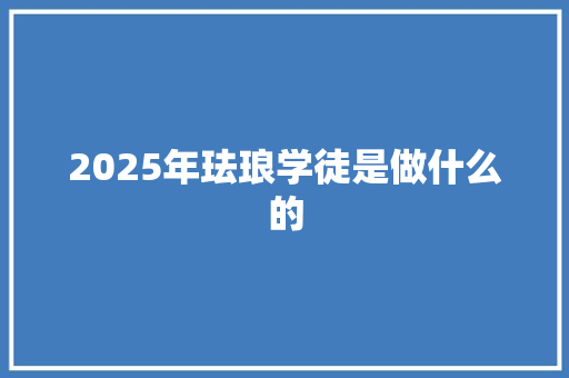 2025年珐琅学徒是做什么的