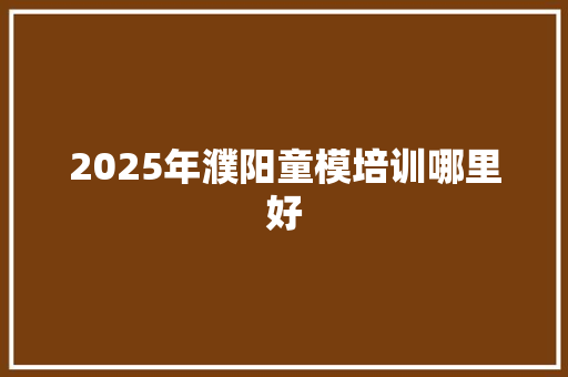 2025年濮阳童模培训哪里好