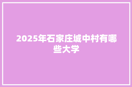 2025年石家庄城中村有哪些大学