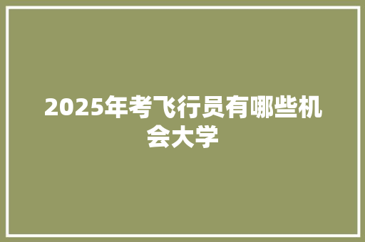 2025年考飞行员有哪些机会大学
