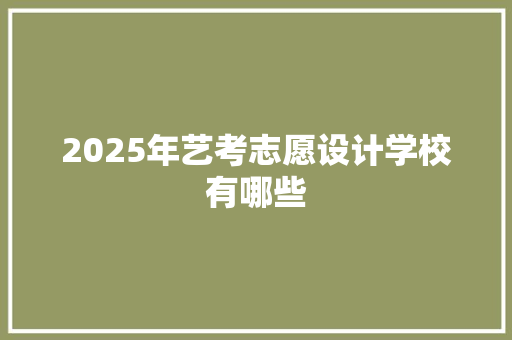 2025年艺考志愿设计学校有哪些