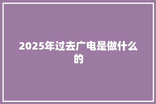 2025年过去广电是做什么的
