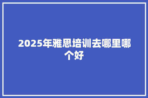 2025年雅思培训去哪里哪个好