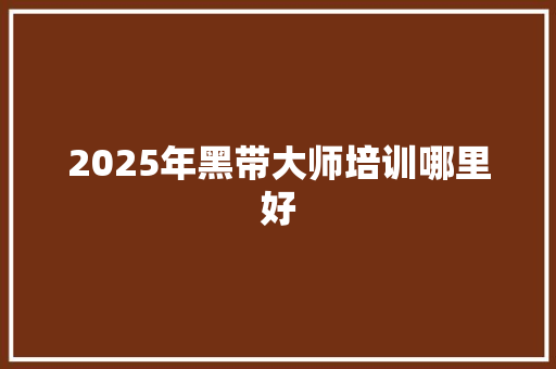 2025年黑带大师培训哪里好
