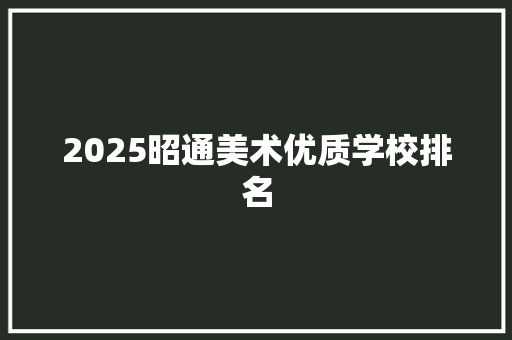 2025昭通美术优质学校排名