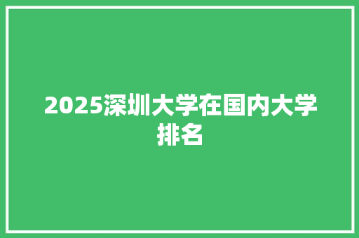 2025深圳大学在国内大学排名