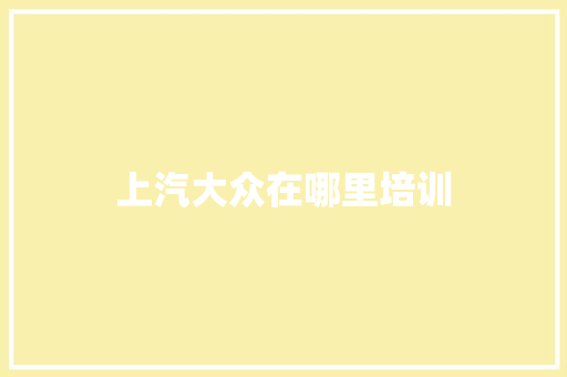 上汽大众在哪里培训