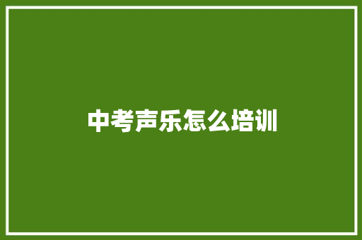 中考声乐怎么培训
