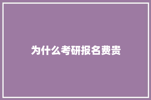 为什么考研报名费贵