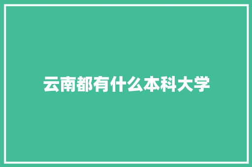 云南都有什么本科大学