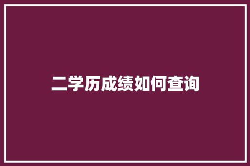 二学历成绩如何查询