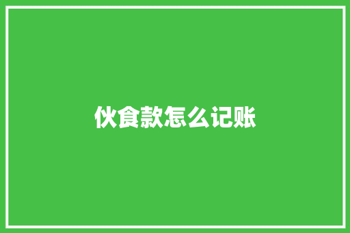 伙食款怎么记账