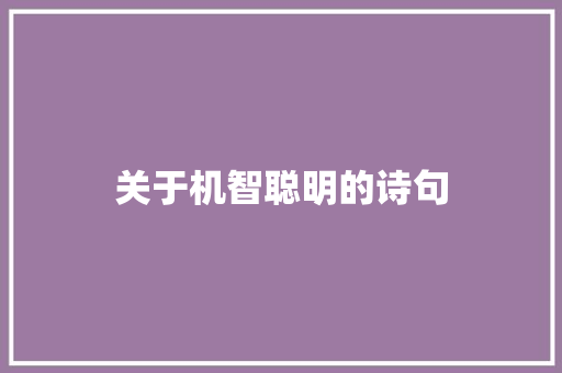 关于机智聪明的诗句