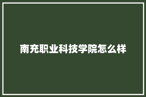 南充职业科技学院怎么样