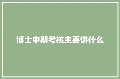博士中期考核主要讲什么