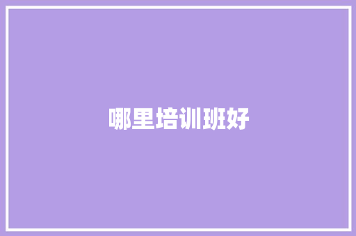 哪里培训班好