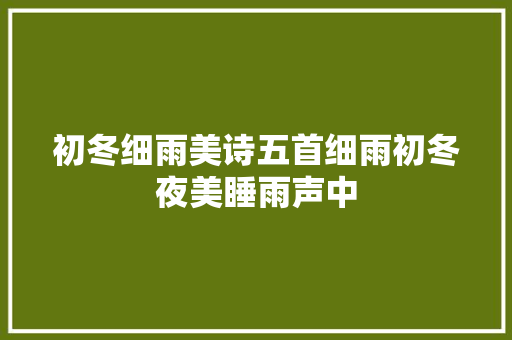 初冬细雨美诗五首细雨初冬夜美睡雨声中