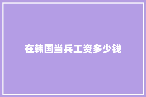 在韩国当兵工资多少钱