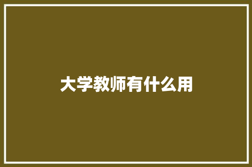 大学教师有什么用