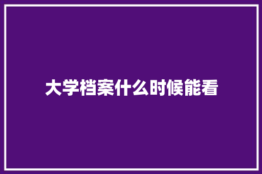 大学档案什么时候能看