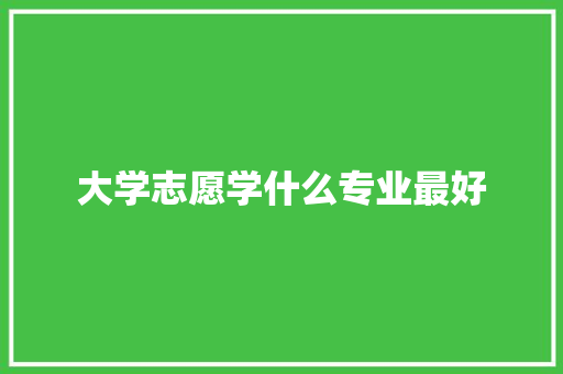 大学志愿学什么专业最好