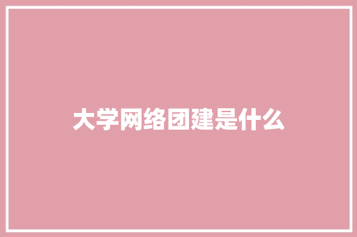 大学网络团建是什么