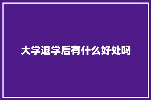 大学退学后有什么好处吗