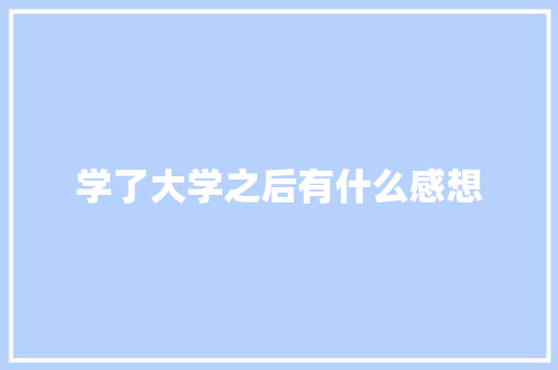 学了大学之后有什么感想