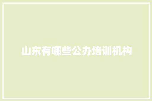 山东有哪些公办培训机构