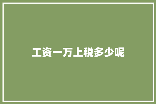 工资一万上税多少呢