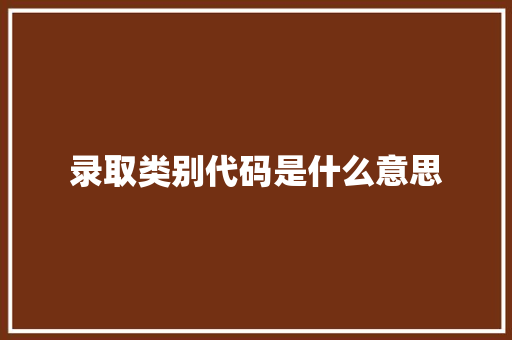 录取类别代码是什么意思