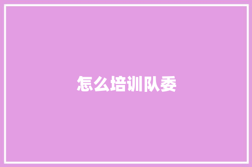 怎么培训队委