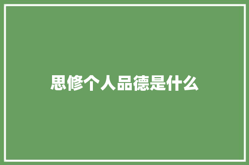 思修个人品德是什么
