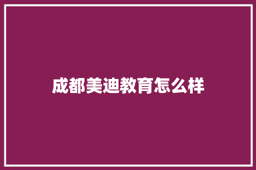 成都美迪教育怎么样