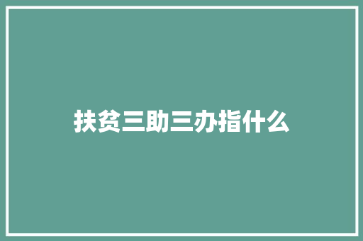 扶贫三助三办指什么